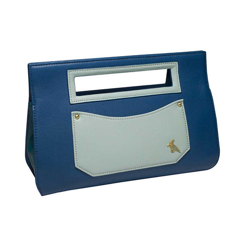 Blue Leather Clutch Handbag - Whippoorwill