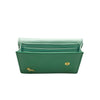 Green Leather Business Card Holder Wallet - Swan