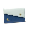 Blue Leather Business Card Holder Wallet - Swan