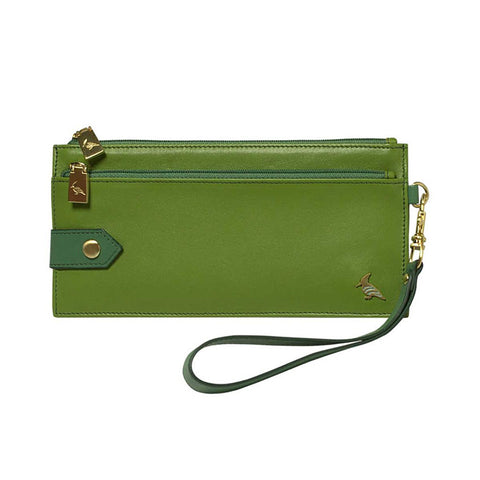 Green Leather Wristlet Wallet - Kiskadee