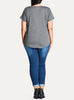 V Neck Top With Pocket In Gray