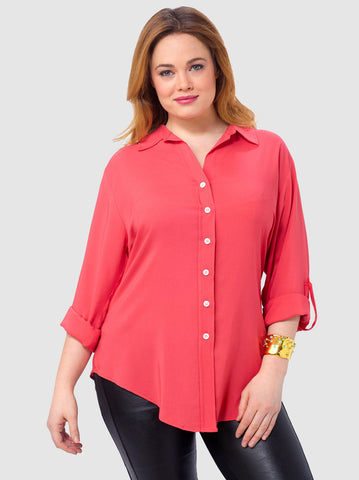 Roll Up Sleeve Shirt In Coral