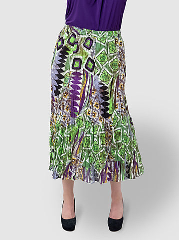 Elastic-Shirred Waist Printed Skirt