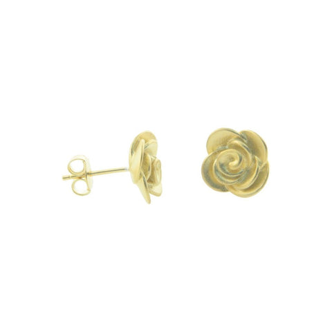 Gold Plated Rose Flower Stud Earrings