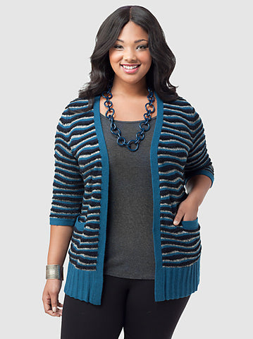 Sparkly Wave Open Front Cardigan