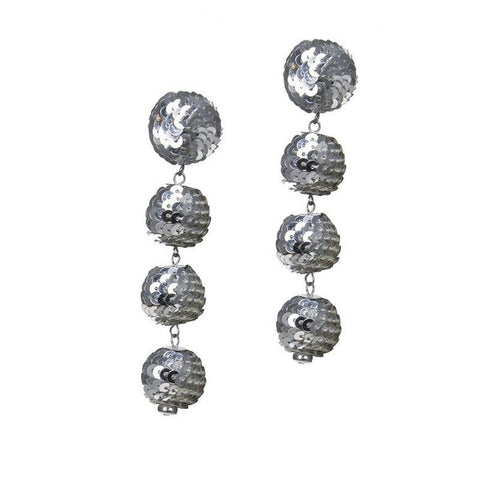 Four Tier Sequin Drop Earrings In Silver