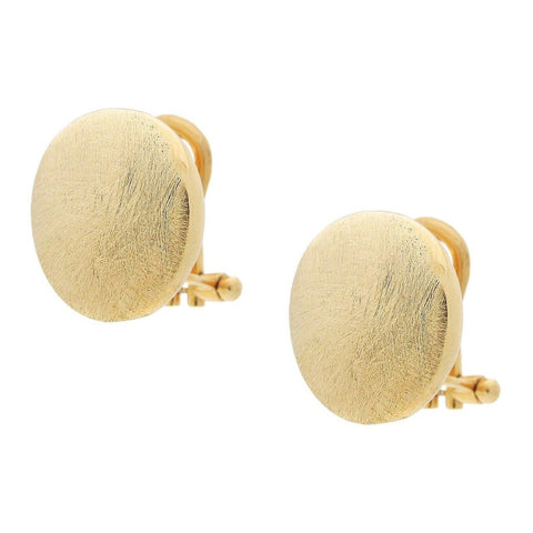 Gold Button Clip On Earrings