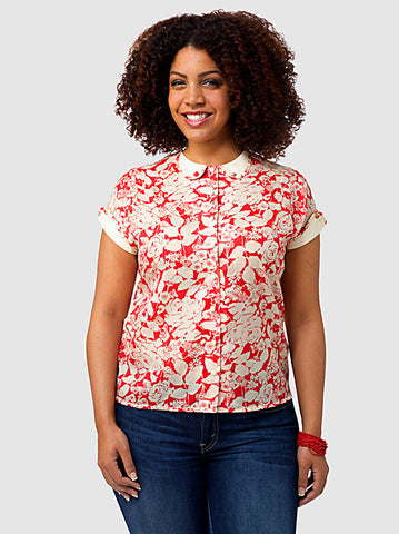 Short Sleeve Blouse With Floral Print
