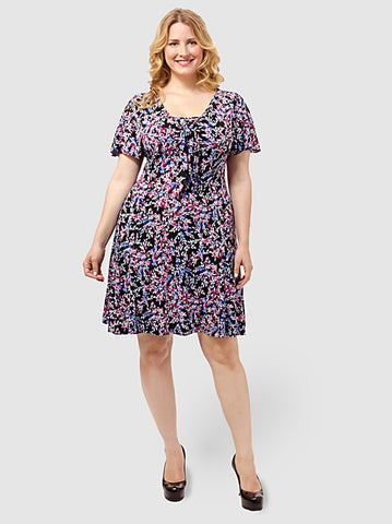 Violet Leaf Print Dress