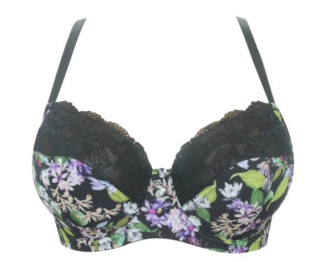 Ava Unlined Wire Bra In Black Floral
