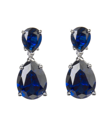 Blue Sapphire Double Drop Earrings