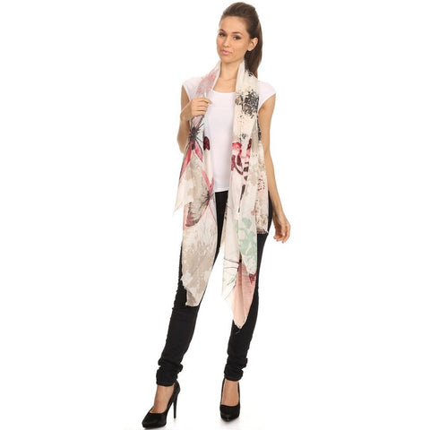 Watercolor Butterfly Print Blanket Scarf Shawl - Available In More Colors